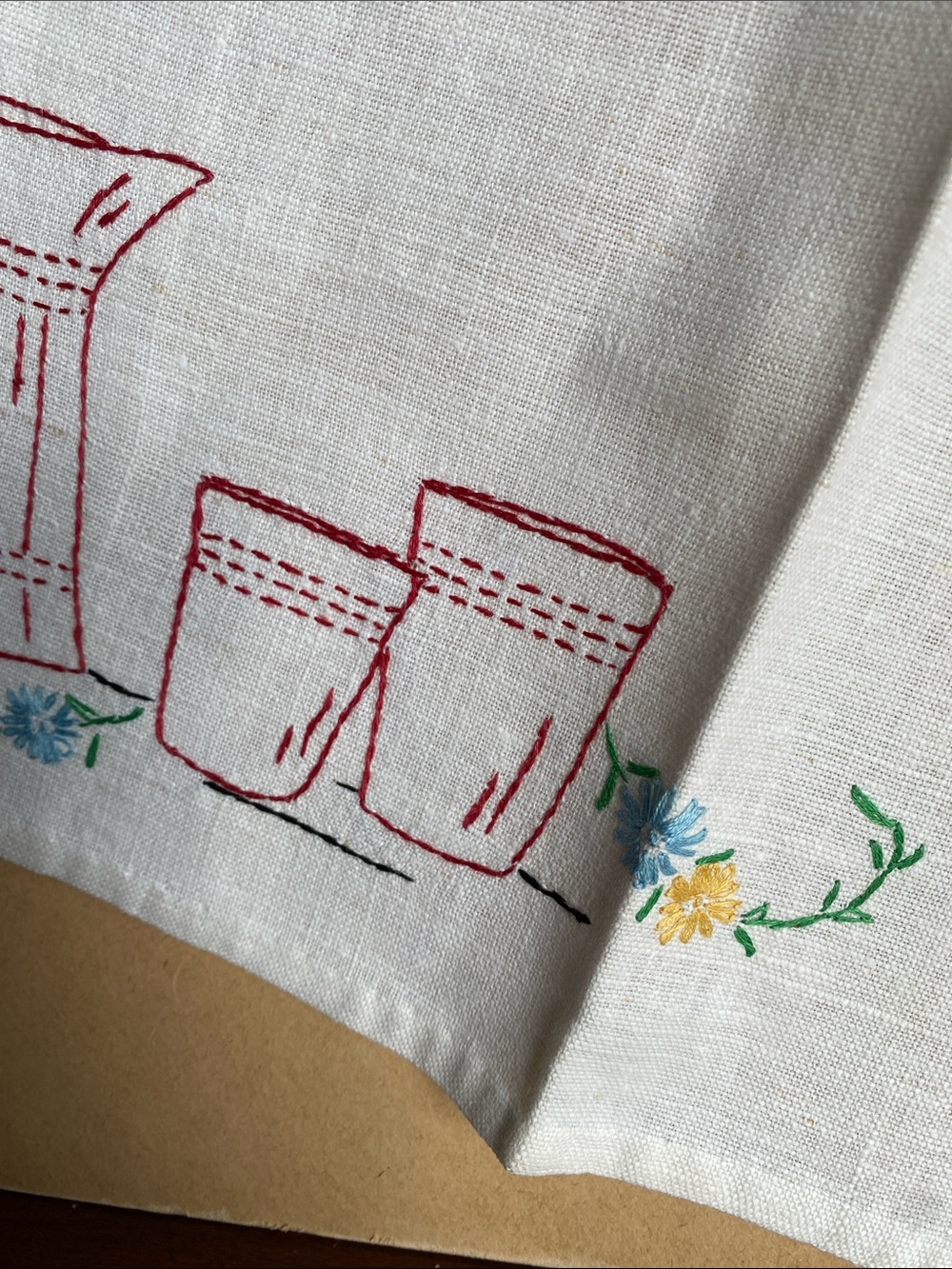 Hand embroidered Kitchen tea towel